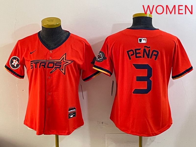 Women Houston Astros Blank #3 Pena Three generations Joint Name 2025 Nike MLB Jersey style 6->philadelphia phillies->MLB Jersey